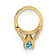 14K Yellow Gold 3D Ring with Aqua Cubic Zirconia Charm