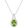 8x6mm Oval Peridot 1/7 ctw Diamond Rhodium Over Sterling Silver Halo
Pendant with Chain