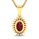 1.50ctw 14K Yellow Gold Ruby and White Diamond Pendant with 18 inch
Cable Chain