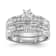 Rhodium Over 14K White Gold AA Quality Trio Engagement Ring 0.13ctw
