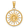 14k Two-tone Gold Diamond-Cut Sun Pendant