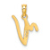 14k Yellow Gold Script Letter V Initial Pendant