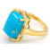 Turquoise And White Zircon Ring In 18K Gold Over Sterling Silver 0.11ctw