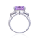 Concave Cut Oval Amethyst with White Topaz Accents Sterling Silver Ring, 8.26ctw