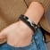 Black and Brown Leather and Stainless Steel Wrap Bracelet