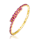 Ruby Color CZ Bypass Tennis Bracelet In 14K Gold Over Brass