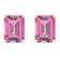 8x6mm Emerald Cut Pink Topaz 14k Yellow Gold Stud Earrings