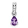 Rhodium Over 10k White Gold 0.5 cttw Pear Amethyst and Accent Diamond Pendant