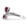 Rhodium Over Sterling Silver Polished Lab Created Ruby and Cubic
Zirconia Hearts Ring