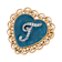 Gold Tone Filigree Heart Blue Enamel Initial Pin