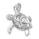 Rhodium Over Sterling Silver Polished Flower Back Turtle Chain Slide Pendant