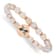 Rose Stainless Steel Polished Enamel Flower Jade Stretch Bracelet