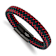Stainless Steel Polished Black Ion Plated Black Leather and Red Fabric
8.25-inch Bracelet