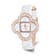 Ladies Charles Hubert Rose IP Stainless White Leather Band 36mm Watch