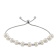 6-6.5mm Round White Freshwater Pearl and Sterling Silver Beads Bolo Bracelet
