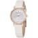 Stuhrling Women's Classic Rose Bezel White Leather Strap Watch