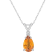 8x5mm Pear Shape Citrine with Diamond Accent 14k White Gold Pendant With Chain