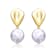 Coin Shape Freshwater Pearl Double Drop Earrings In 14K Gold Over
Sterling Silver
