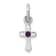 Rhodium Over Sterling Silver Child's February Purple Preciosca Crystal
Cross Pendant