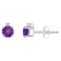 4mm Round Amethyst with Diamond Accents 14k White Gold Stud Earrings