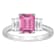 8x6mm Emerald Cut Pink Topaz And White Topaz Rhodium Over Sterling
Silver 3-Stone Ring
