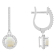 6mm Round Opal 1/3 ctw Diamond Rhodium Over Sterling Silver Halo Dangle Earrings