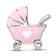 Sterling Silver Enamel Baby Carriage with Crystal Bead