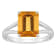 10x8mm Emerald Cut Citrine Rhodium Over Sterling Silver Ring