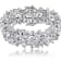 Colored Cubic Zirconia, Rhodium Plated over Sterling Silver Wide Flower Bracelet