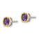 Rhodium Over Sterling Silver with 14k Accent Amethyst Square Stud Earrings