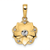 14k Two-tone Gold Diamond-Cut Flower Pendant