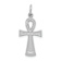 Rhodium Over 14k White Gold Brushed and Textured Ankh Cross Pendant