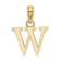 14k Yellow Gold Polished Block Letter W Initial Pendant