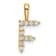 14K Yellow Gold Lab Grown Diamond Letter F Initial Pendant