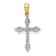 14k Yellow Gold and Rhodium Over 14k Yellow Gold Diamond Cross Pendant
