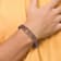 Stainless Steel Brushed Brown Ion Plated Brown Leather 8.5-inch ID Bracelet