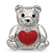 Sterling Silver Enamel Bear with Red Heart Bead