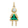 10k Yellow Gold Green Emerald Simulant May Birthstone and Clear Cubic
Zirconia Girl Charm