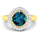 Cushion Cut London Blue Topaz and White Diamond 14K Yellow Gold Halo
Ring 2.39 ctw