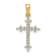 14K Yellow Gold and Rhodium 1/10ct. Diamond Fleur de Lis Cross Pendant