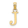 14k Yellow Gold Polished Block Letter J Initial Pendant