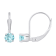 4mm Round Aquamarine Rhodium Over 14k White Gold Drop Earrings