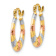 14k Yellow Gold and Rhodium Over 14k Yellow Gold Textured 5/8" Hoop Earrings