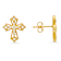 White Cubic Zirconia 14k Yellow Gold Over Sterling Silver Cross Earrings 0.19ctw