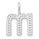 14K White Gold Diamond Lower Case Letter M Initial Pendant