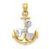 14K Two-tone Gold  3D Anchor with Moveable Propeller Pendant