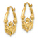14k Yellow Gold 11/16" Polished and Textured Claddagh Hoop Earrings