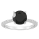 8mm Round Black Onyx and 1/10 ctw Diamond Rhodium Over Sterling Silver Ring