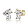 CZ Three-Stone Cluster Stud Earrings In 14K Gold Over Sterling Silver