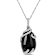 Black Onyx & Diamond 10K White Gold Pendant With Chain 9.20ctw